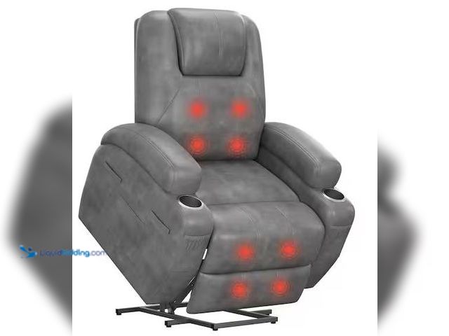 Lot 49-3539054 - LACOO
Gray Leather Power Lift Standard (No Motion) Recliner with Power Lift Internet # 320210273
M...