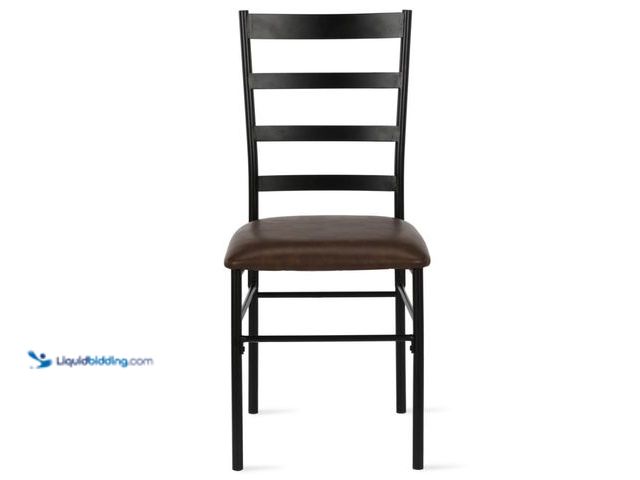 Lot 49-5543037 - Mainstays Wood & Metal Dining Room Chairs (4), Canyon Walnut & Black. Used slightly. Has attachments...
