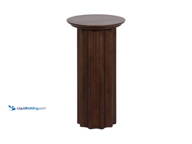 Lot 49-3616529 - Kate and Laurel Gierson 12 in. Dark Brown Round Solid Wood End Table - slightly used Model # 228746