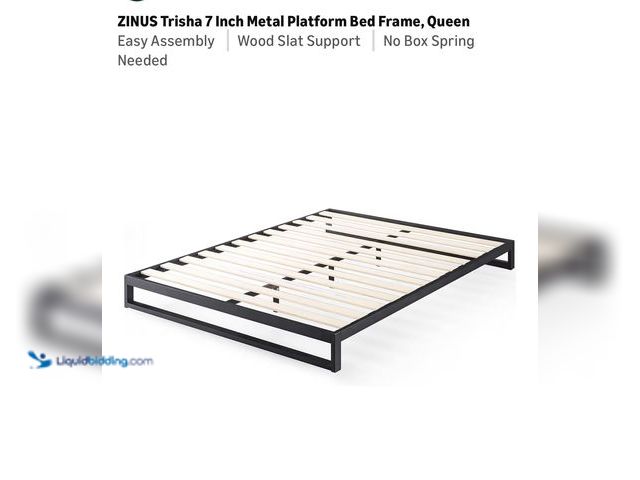 Lot 49-1817606 - Zinus Trisha full bed frame. Unused. Open box. Not queen like the picture shows.
