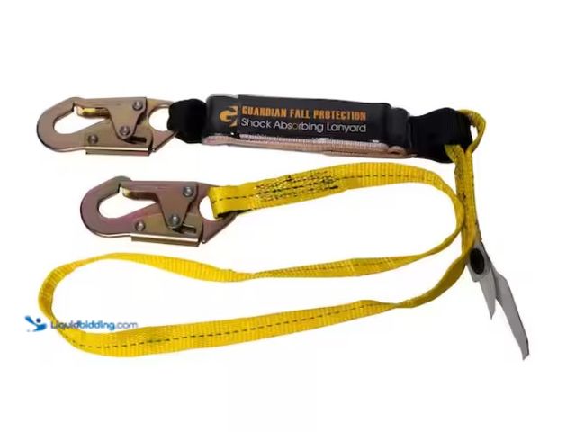 Lot 49-1574654 - Guardian Fall Protection Medium-Large  6 ft. Shock Absorbing Lanyard, Features self-locking snap hoo...