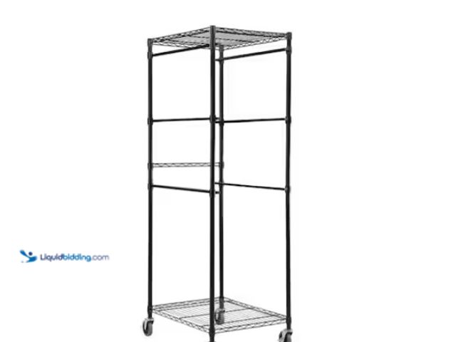Lot 49-1578127 - HDX Steel Wire Garage Storage Bin Rack with Casters for 27 Gal. Tough Totes in Black (22 in. W x 69 ...