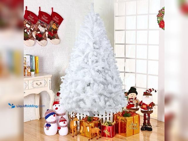 Lot 49-1546949 - Ktaxon 7.5ft White Christmas Tree Artificial Christmas Tree Seasonal Holiday Decoration w/ 1,500 Bra...