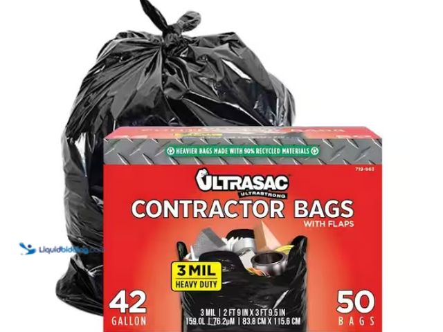 Lot 49-5574121 - QTY 2 - Ultrasac 42-Gallon Heavy Duty Contractor Bag with Flaps (50-Count). Model # HMD 719963. Unus...