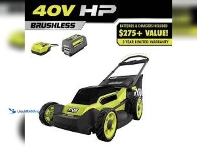 Lot 49-5415889 - RYOBI 40V HP Brushless 20 in. Cordless Battery Walk Behind Push Lawn Mower with 6.0 Ah Battery and C...