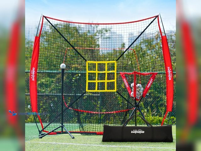 Lot 49-5546602 - Zupapa Baseball Softball Practice Combo - 7 X 7 Feet Net Tee Caddy 12 Pack Baseballs Set, Upgraded V...