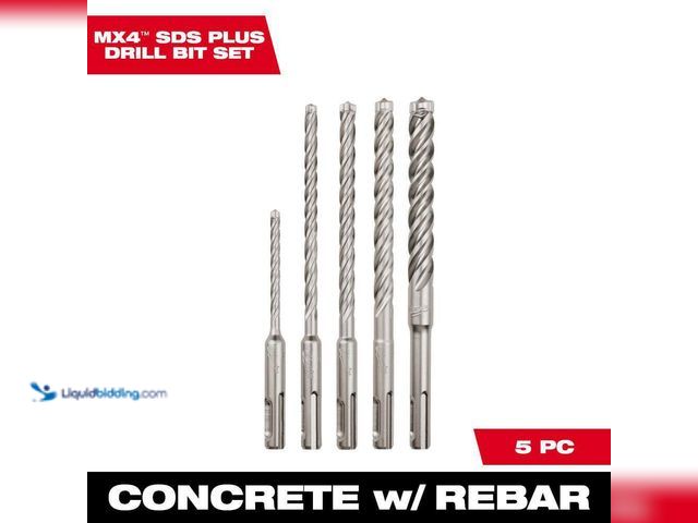 Lot 49-5435944 - Milwaukee
4-Cutter SDS-PLUS Carbide Hammer Drill Bit Kit (5-Piece) Used