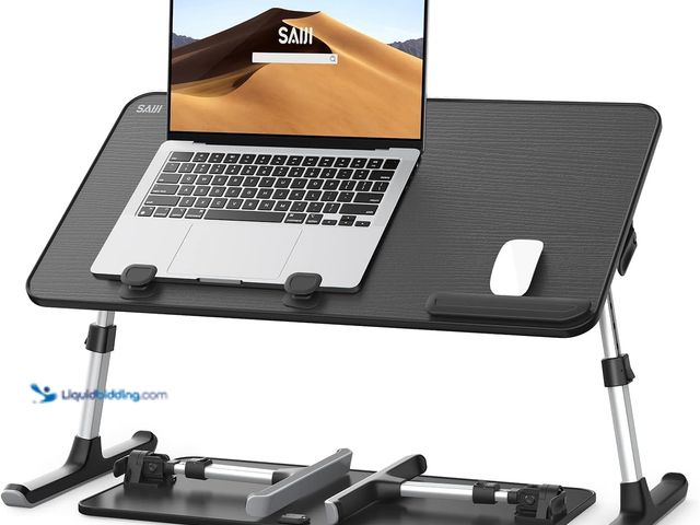 Lot 49-3514402 - Height & Angle Adjustable Laptop Stand for Bed, Lap Desk Bed Tray Table, Light Weight Foldable Porta...