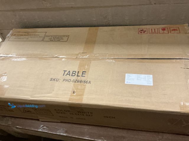 Lot 49-5445966 - Table, Dark Brown (see photos) 38.6 x 18.9 x 7 PHO-0ZB8IS6A, Unused, has hardware.