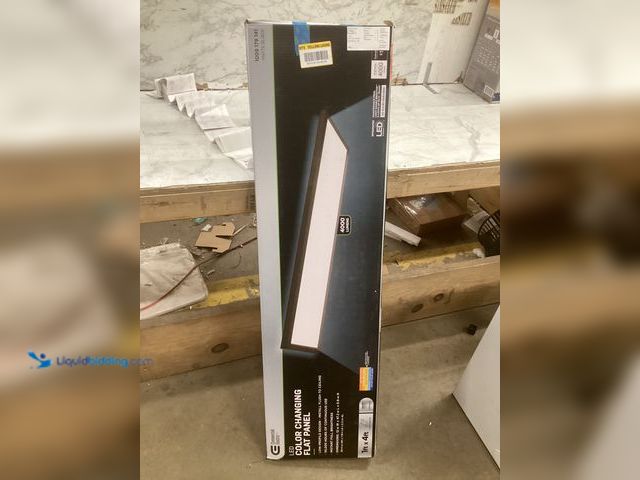 Lot 49-5483432 - Commercial Electric 1 ft. x 4 ft. 4000 Lumens Dimmable Matte Black Integrated LED Flat Panel Ceiling...