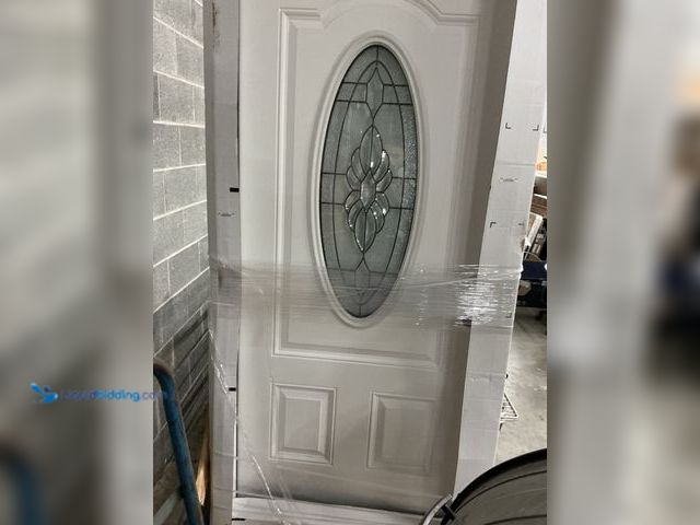 Lot 49-5578999 - 36" x 80" Left Hand Inswing Smooth Fiberglass Medina Center Arch Single Door. Model: 728391. Unused