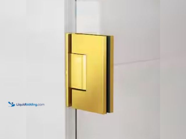 Lot 49-3637868 - Glass Warehouse Illume 58 in. W x 78 in. H Wall Hinged Frameless Shower Door in Satin Brass Finish w...