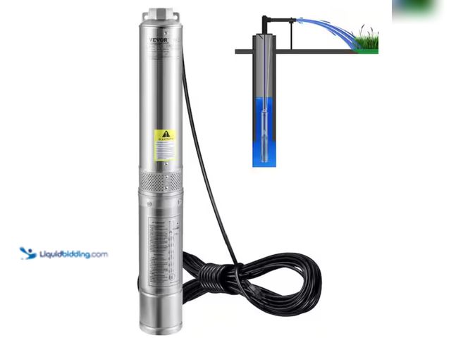 Lot 49-2000121 - VEVOR Deep Well Submersible Pump 1 HP 37GPM 207 ft. Head 4 in. Water Pump IP68 with 33 ft. Electric ...