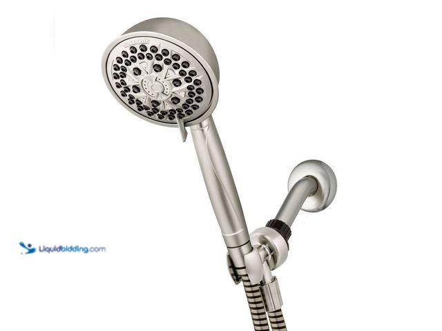 Lot 49-5449011 - Waterpik PowerPulse Massage 7-Spray Wall Mount Handheld Shower Head 1.8 GPM in Brushed Nickel, Model...