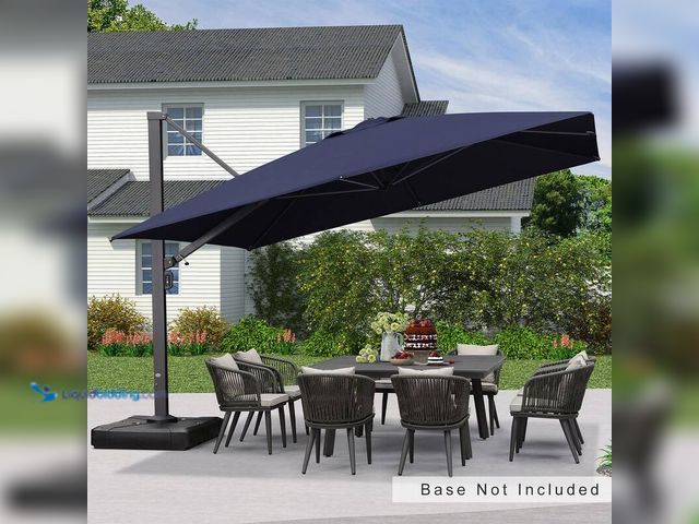 Lot 49-5414239 - 12 ft. Square Patio Umbrella Aluminum Large Cantilever Umbrella for Garden Deck Backyard Pool in Nav...