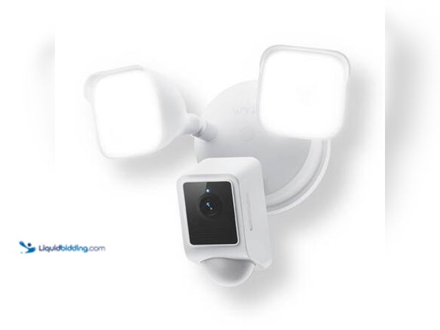 Lot 49-5546364 - Wyze Wired Outdoor Wi-Fi Floodlight v2 Home Security Camera with 2K Video, Color Night Vision, Motio...
