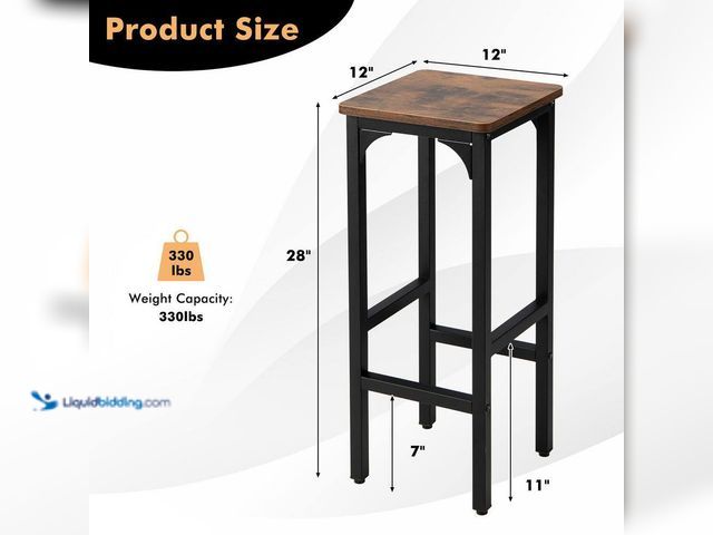 Lot 49-5433684 - Gymax
28 in. Rustic Brown Backless Metal Set of 2 Industrial Bar Stools Kitchen Breakfast Bar Chair...