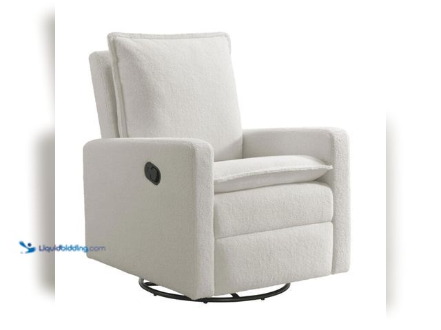 Lot 49-5437290 - Oxford Baby Uptown Upholstered Swivel Glider and Recliner Nursery Chair, Boucle White. [Model: B0CHX...
