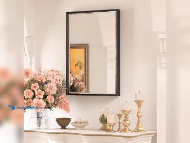 Lot 49-3537901 - TETOTE Black Frame Mirror 16 x 24 Inch Beveled Frame Vanity Mirror, Tempered Glass, Shatterproof, fo...