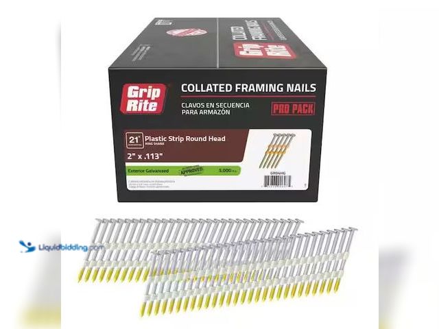 Lot 49-5478478 - Grip-Rite
2 in. x 0.113 in. 21° Plastic Collated Exterior Galvanized Ring Shank Round Head Framing ...
