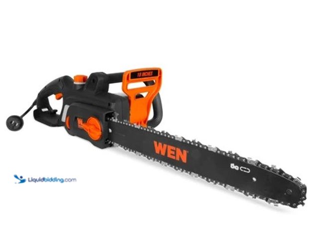 Lot 49-2004584 - WEN Electric Chainsaw, Corded, 15-Amp, 18-Inch, Model #CP1518, Slightly used, Has attachments, Sligh...