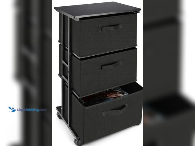 Lot 49-5436369 - MAX Houser Dresser Storage with 3 Drawers, Fabric Dresser Tower, Vertical Storage Unit for Bedroom, ...