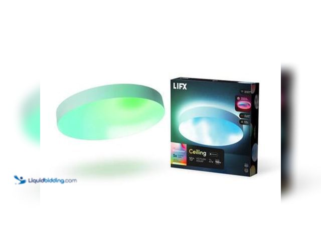 Lot 49-5572374 - LIFX 15 in. White Indoor Selectable LED Flush Mount Multi-Color Smart Wi-Fi Ceiling Light, Works Ale...