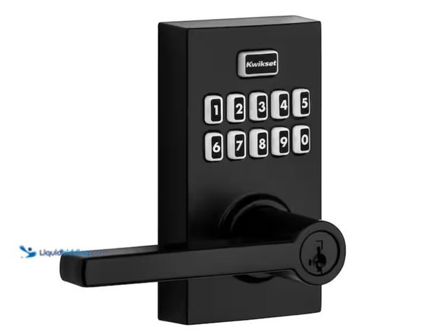 Lot 49-1575783 - Kwikset Smart Code 917 Matte Black Contemporary Keypad Electronic Single-Cylinder Halifax Door Handl...