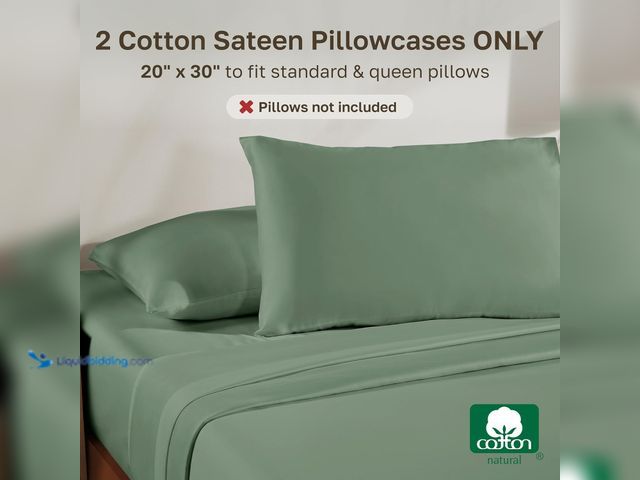 Lot 49-5539689 - California Design Den 100% Cotton Pillowcases Queen Size Set of 2, Standard/Queen Size Pillowcases -...