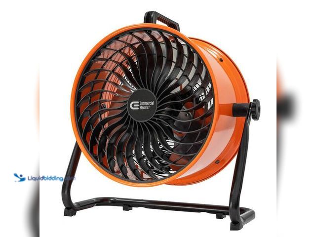 Lot 49-5452768 - Commercial Electric
16 in. 3-Speed Drum Floor Fan in Orange High Velocity Turbo SKU # 1008624080 It...