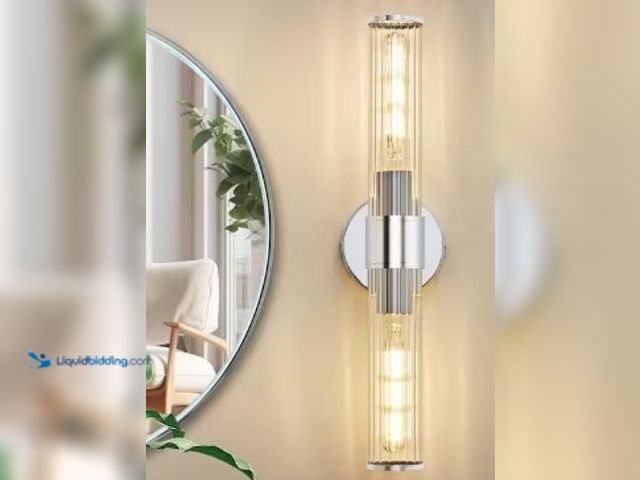 Lot 49-3631122 - Lot of (2) Deyidn 19.84 in. 2-Light Chrome Vanity Lights Fixtures with Threaded Glass Shape Wall Mou...