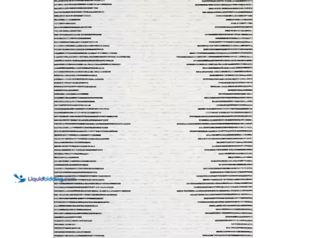 Lot 49-1628093 - Garvee Washable Beige 5 ft. x 7 ft. Modern Striped Printed Rug Low Pile Soft Thin Carpet Stain Resis...