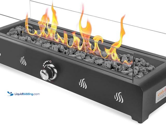 Lot 49-5408615 - Onlyfire 28'' Tabletop Fire Pit Table, Propane Gas Firepit with Bottom Air Intake, Glass Wind Guard ...