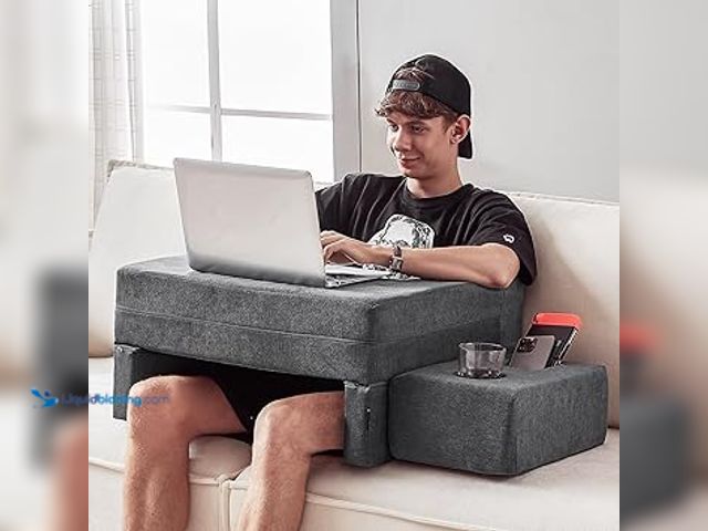 Lot 49-5411544 - Lap Desk Pillow for Laptop, Large Reading Pillow for Adult, Arm Rest Pillow with Cup Holder, Memory ...