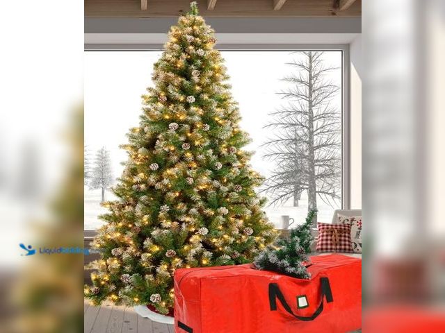 Lot 49-1541786 - Yexmas 6ft Pre-Lit Christmas Tree, 8 Modes LED Lights, Artificial Xmas Tree, Model # B0FN372QKV, Sli...