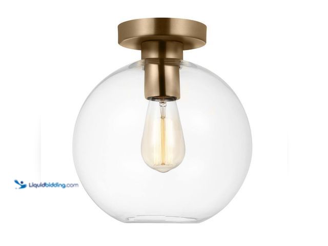 Lot 49-3617614 - Generation Lighting Orley 10 in. 1-Light Satin Brass Transitional Indoor/Outdoor Dimmable Wall or Ce...