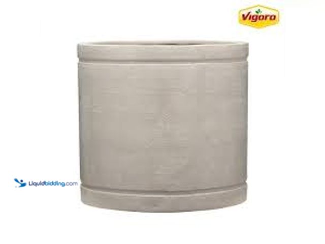 Lot 49-5488478 - Vigoro 14 in. Faux Medium Natural Concrete High-Density Resin Planter (14 in. D x 13 in. H) With Dra...
