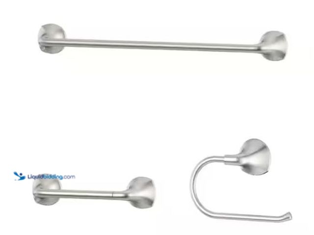 Lot 49-1518183 - Pfister Ladera 3-Piece Bath Hardware Set w/ Towel Ring, Toilet Paper Holder and 18 in. Towel Bar in ...