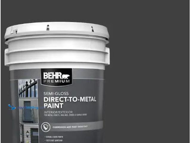 Lot 49-5436356 - BEHR PREMIUM 5 Gal. Black Semi-Gloss Direct-to-Metal Interior/Exterior Paint. Model # 322005. Unused...
