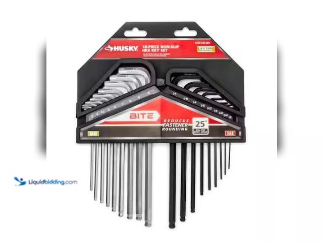 Lot 49-3473132 - (2x) Husky BITE SAE/Metric Non-Slip Hex Key Set (18-Piece), Model # HBLAHK18, Slightly used, 2 packs...