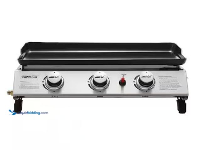 Lot 49-2022702 - Royal Gourmet 24 in. Portable 3-Burner Built-in Propane Gas Griddle Flat Top Grill in Stainless Stee...