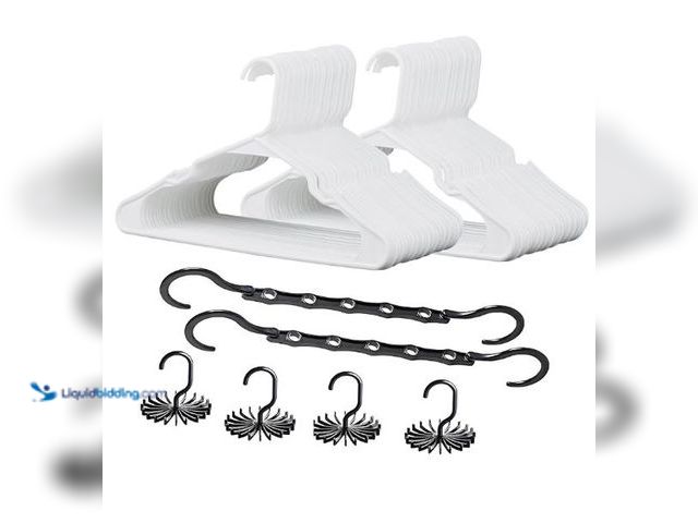 Lot 49-1558936 - VECELO 50 Pack Plastic Hangers-Clothes Hangers Set with Shoulder Non Slip Notches for Closet Space S...