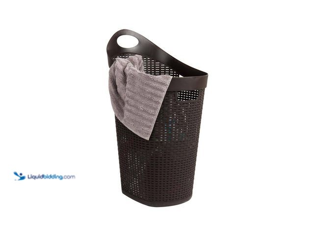 Lot 49-5435999 - Mind Reader Brown 29.25 in. H x 14.75 in. W x 19.5 in. L Plastic 60L Modern Rolling Rectangle Laundr...