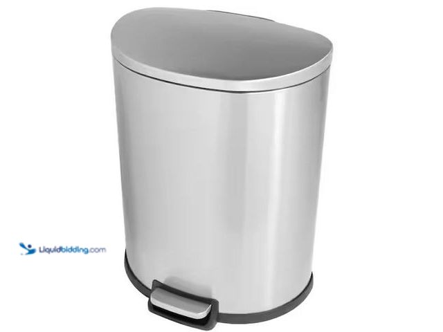 Lot 49-1572107 - StyleWell SW 13 gal. Stainless Steel Step-On Trash Can D-Shaped Model # STY-SOT-50-3, Unused  Ref#SB...