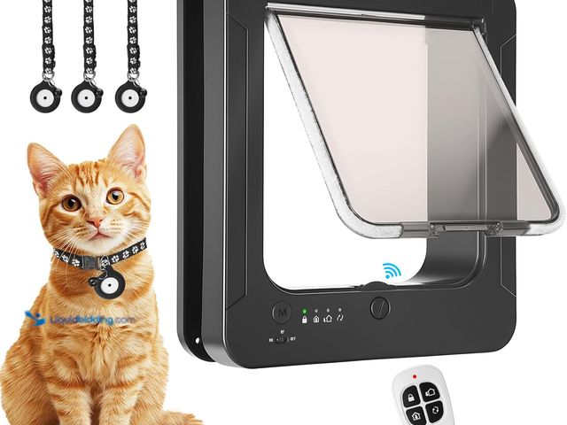 Lot 49-5447832 - Smart Cat Door for Interior & Exterior, Cat Pet Door with 3 Collar Sensor Keys & 1 Remote Control & ...