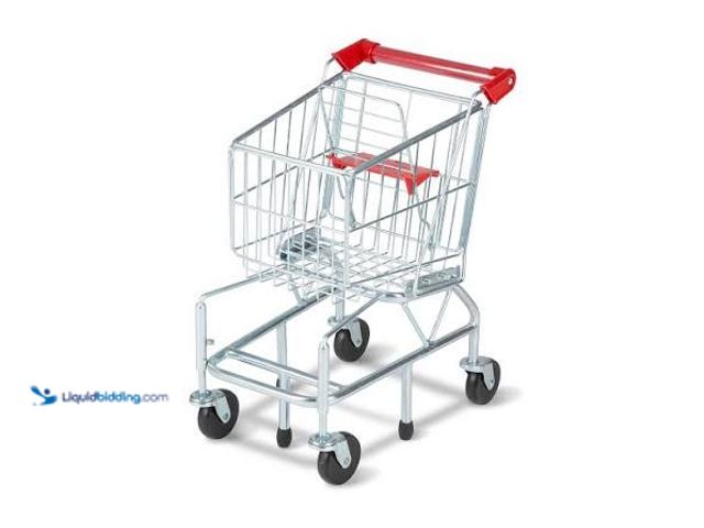 Lot 49-5541974 - Melissa & Doug Toy Shopping Cart, Grocery Store Pretend Play Toys with Sturdy Metal Frame & Working ...