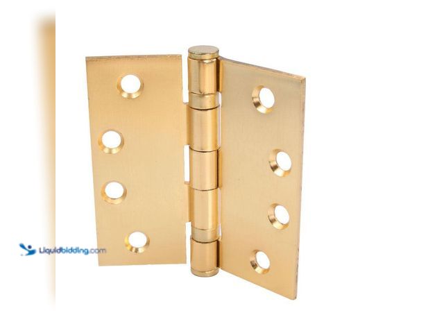 Lot 49-5410511 - Lot of 4. Everbilt 4 in. Square Radius Satin Brass Commercial Grade with Ball Bearing Hinge. [Model ...