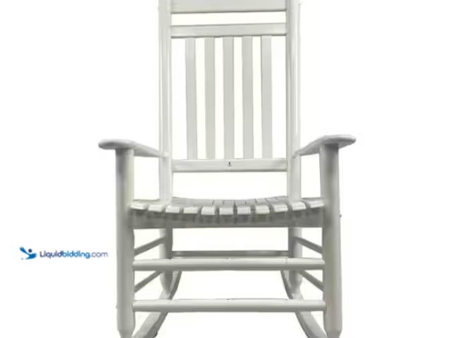 Lot 49-1547759 - Hampton Bay Patio White Wood Outdoor Rocking Chair,  Model # Rocker-01, Unused.  Ref#AHDPA-1024