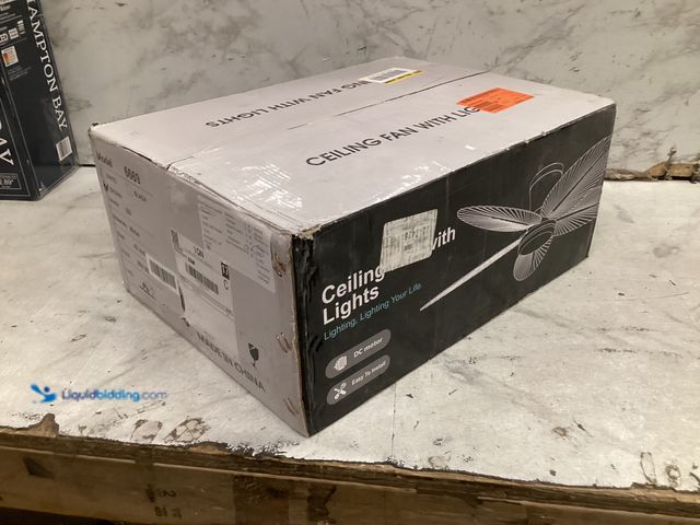 Lot 49-3564267 - Kviflon
42 in. Indoor/Outdoor Tropical Black Ceiling Fan with Dimmable 3 Color LED Light and Remote...