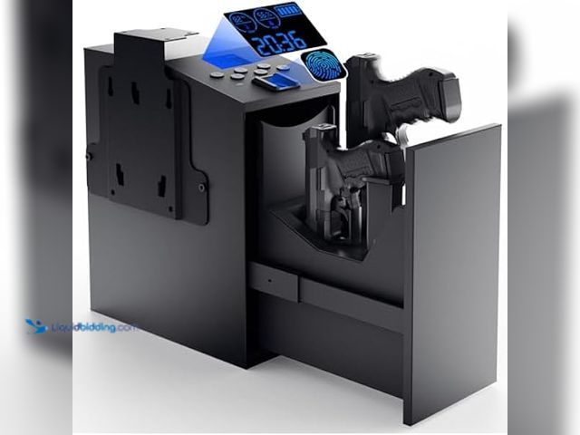 Lot 49-5446709 - Biometric Gun Safe for Handgun - Quick Access Slider Pistol Safe with Fingerprint/Key Access/PIN Cod...